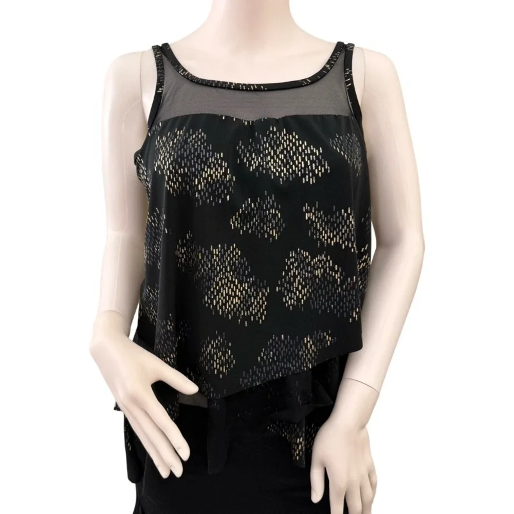 MIRACLESUIT Iridium Mirage Black Gold Underwire Tiered Tankini Swim Top‎ Size 10